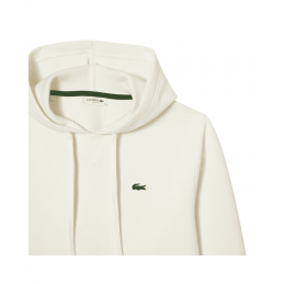 achat Sweatshirt à capuche Lacoste Femme Jogger loose fit en piqué Blanc logo