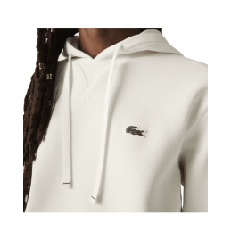 achat Sweatshirt à capuche Lacoste Femme Jogger loose fit en piqué Blanc détails