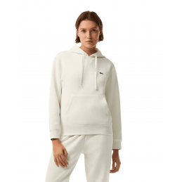achat Sweatshirt à capuche Lacoste Femme Jogger loose fit en piqué Blanc ensemble