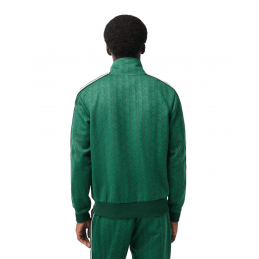 achat Sweatshirt zippé Lacoste Homme Paris jacquard monogramme Vert dos