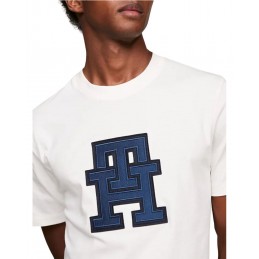 achat T-shirt Tommy Hilfiger Homme MONOGRAM APPLIQUE Blanc logo