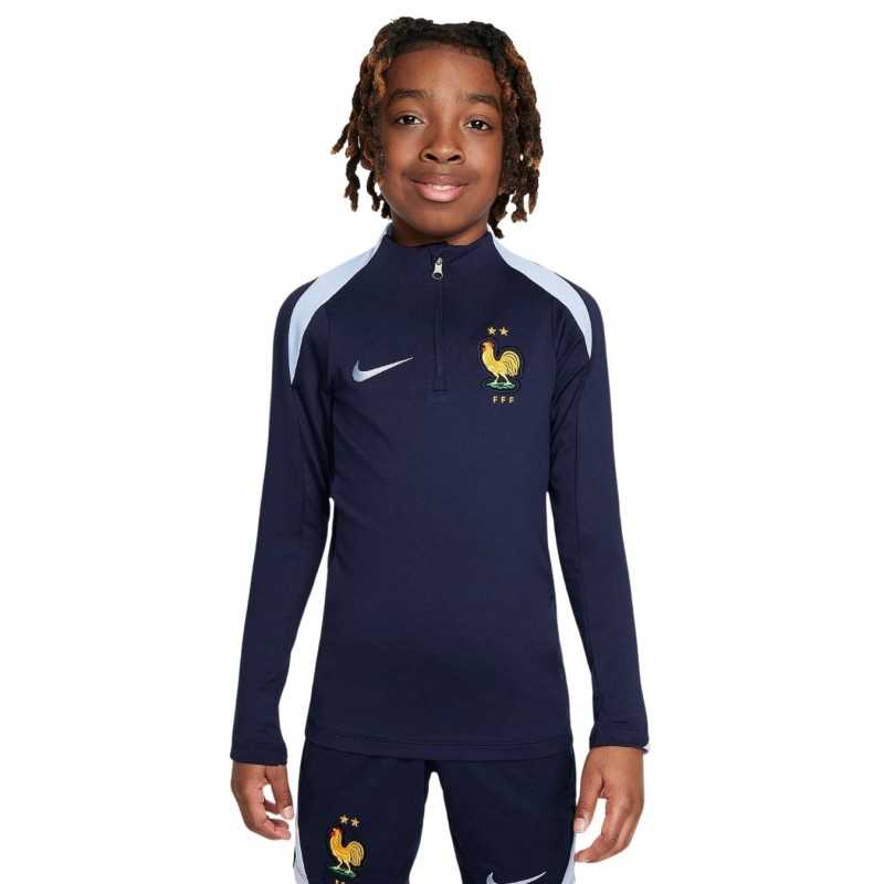 Haut d'entraînement demi zippé Equipe de France football Nike Enfant Bleu