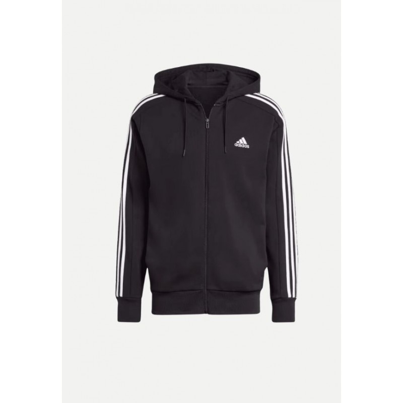 Veste zippée à capuche Adidas Homme à 3 bandes ESSENTIALS Noir