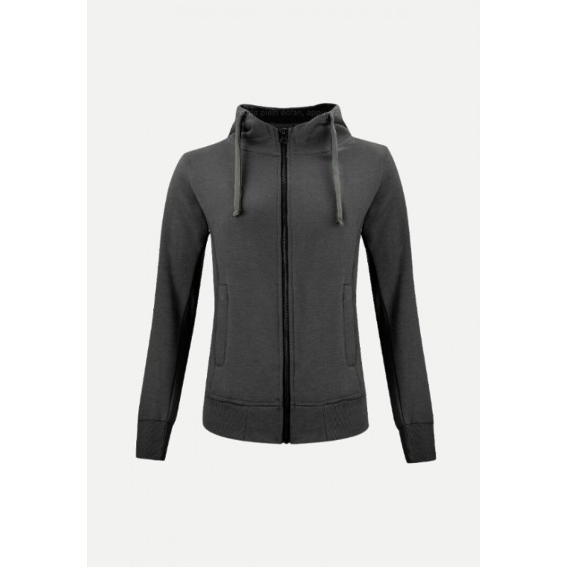 Sweat zippé à capuche femme Clique CLASSIC gris anthracite