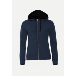 Sweat zippé à capuche femme Clique CLASSIC bleu foncé