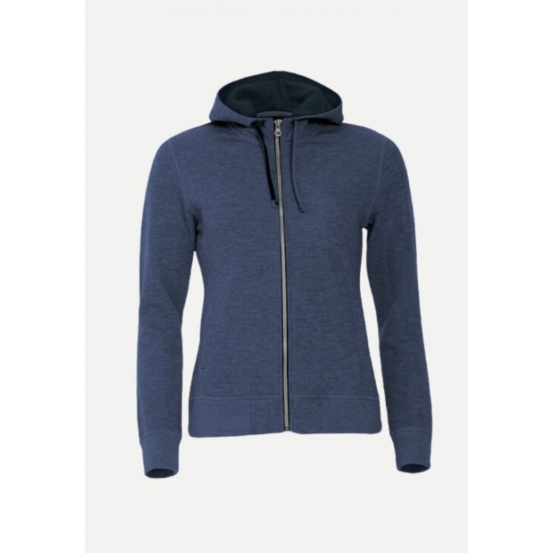 Sweat zippé à capuche femme Clique CLASSIC bleu mélange